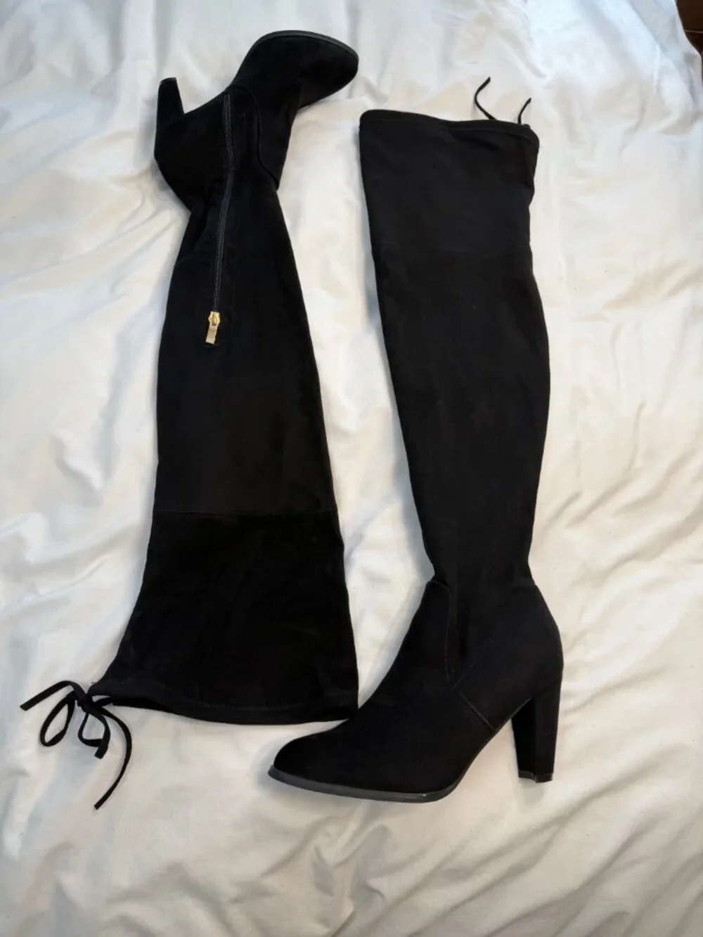 Catherine Malandrino Sorcha Black Faux Suede Thigh High Boots 7.5 Heeled
